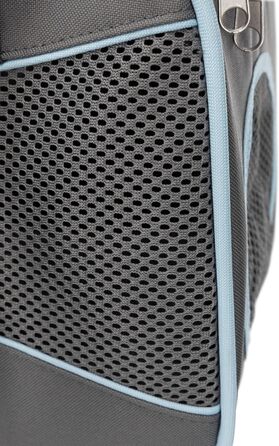 Тріксі Сумка для собак Альїсон - містка, з кріпленням для тележки, верхнє відкривання, ремінь на плече, вбудований поводок, м'яка підкладка, 20 x 29 x 43 см, до 8 кг, сіро-блакитна, 28856