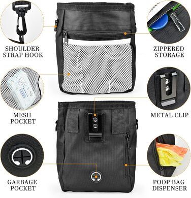 Сумка для ласощів для собак CONLI з портативним мискою та клікером для тренувань, диспенсер для пакетів, аксесуар для дресирування