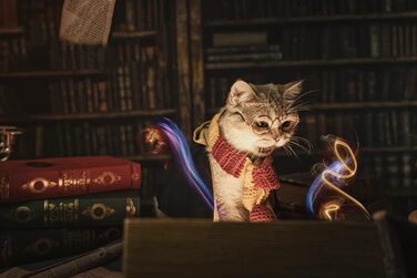 Костюм для собак та котів з окулярами та краваткою, Cosplay, розмір M (Грифіндор)