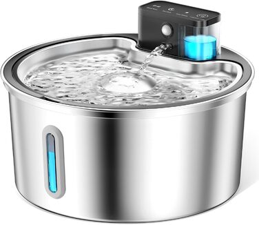 Качалка для котів PawPoll з датчиком руху, акумулятор 4200mAh, 3.2L, нержавіюча сталь, LED, тиха помпа, легко миється