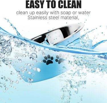 Набір мисок для собак та котів SUOXU з нержавіючої сталі (1560 мл, 2 шт.), з антиковзною основою, для великих, середніх та маленьких порід - (Блакитний, S-860 мл)