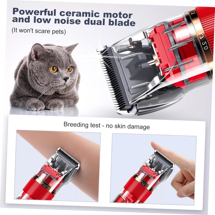 Набір для грумінгу собак POPETPOP: машинка для стрижки шерсті, акумулятор, бездротова, тиха, з аксесуарами та гребінцями (середній, червоний)