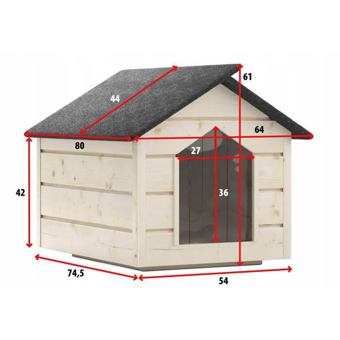 Будник для собак DogHouse, дерево, зовнішні розміри: 80 см x 64 см x 61 см