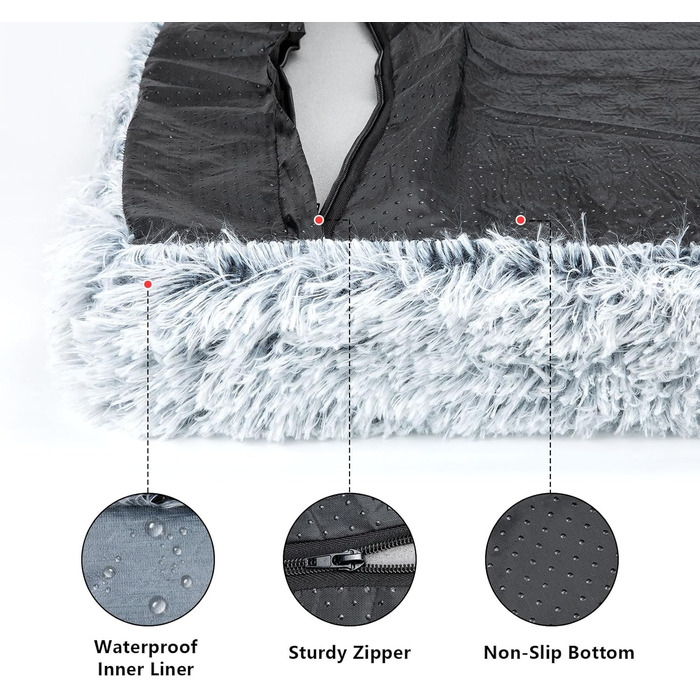 М'який лежак для собак, нековзна підкладка, крісло-гніздо для великих собак, сірий, 100 x 60 см