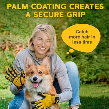 Рукавичка для видалення шерсті Pat Your Pet Tierhaarentferner - рукавичка для грумінгу котів, собак та коней, жовта