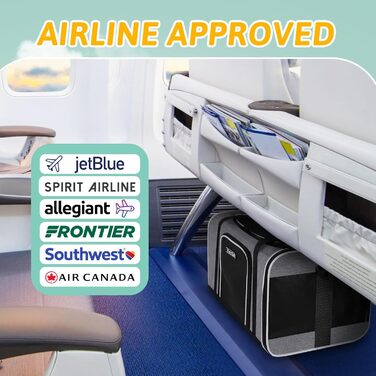 Переноска для котів і собак Petskd JetBlue Allegiant, м'яка, сіра, з безпековим замком, для тварин 0,5-3,6 кг, 43,6×3,6 см