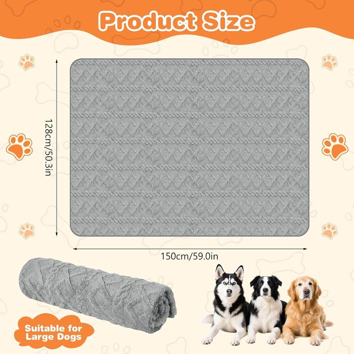 Водонепроникний плед для собак (150x128 см) - м'який та зручний для подорожей та дому