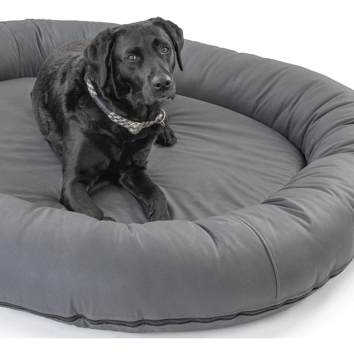 Wallace & Jones Преміум лежанка для собак Болтон, 63x50 см, штучна шкіра, для маленьких собак, темний сірий колір