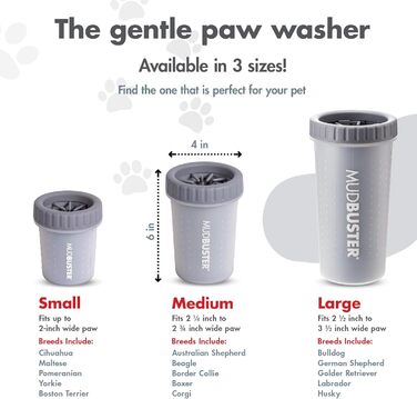 Dexas MudBuster: портативний очищувач лап для собак, силіконовий, середній, сірий