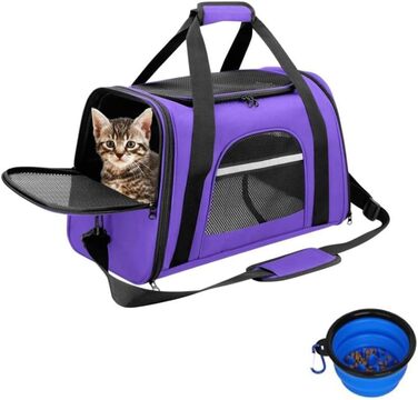 Транспортна сумка для котів та собак SHJOEE, розширювана, складана переноска для тварин, 43x28x25 см, фіолетовий колір