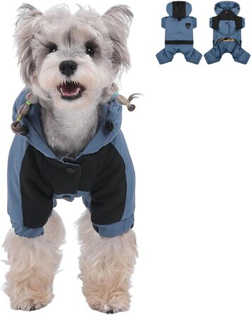 Зимова куртка для собак, повсякденна водонепроникна флісова куртка з капюшоном для маленьких і середніх собак (Blue, S)