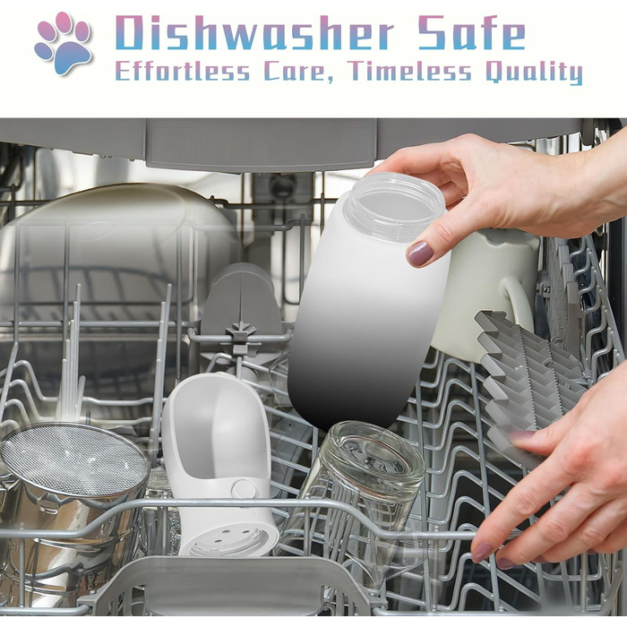 MITOCAPY Поїлка для собак 2-в-1 з контейнером для корму, 540 мл, чорно-біла, для подорожей та кемпінгу