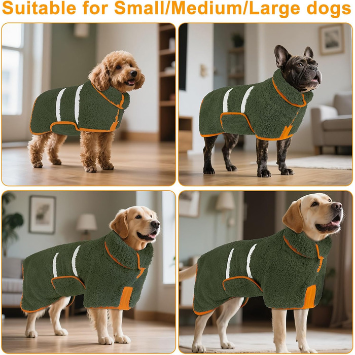 Рушник для собак Bienbee, XXL, швидковисихаючий, супер вбираючий, темно-зелений