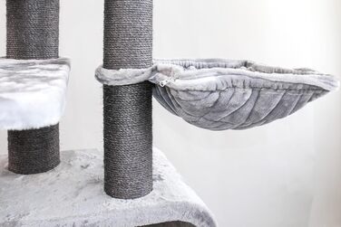Когтеточка для великих котів Petrebels Maine Coon XXL Route 180 см, дизайн, натуральний сизаль Ø12/15 см, сіра