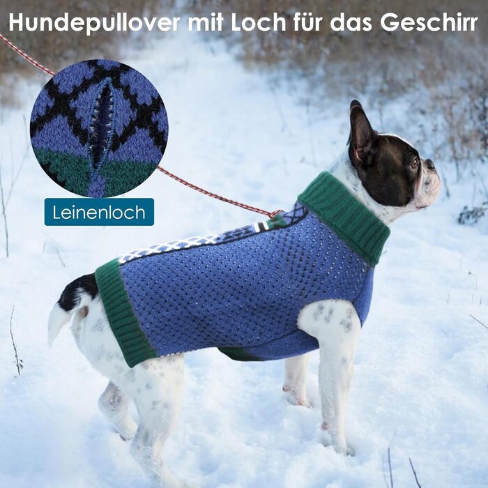 Пуловер для собак Katzinst з коміром-стойкою, з отвором для повідка | Легкий та теплий пуловер для великих собак, без рукавів, зимовий одяг для собак, зелений, 3XL, зелений (L, синій)