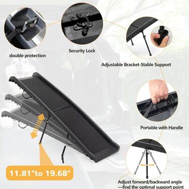 Рампа для собак COZIWOW, 157.7 см, портативна, для великих собак, SUV, авто, котів, антиковзаюча поверхня, сходи для ліжка, дивану