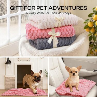 М'яка ковдра для собак та котів Luciphia, 3 шт. у наборі, фланель, 52x76 см, рожева