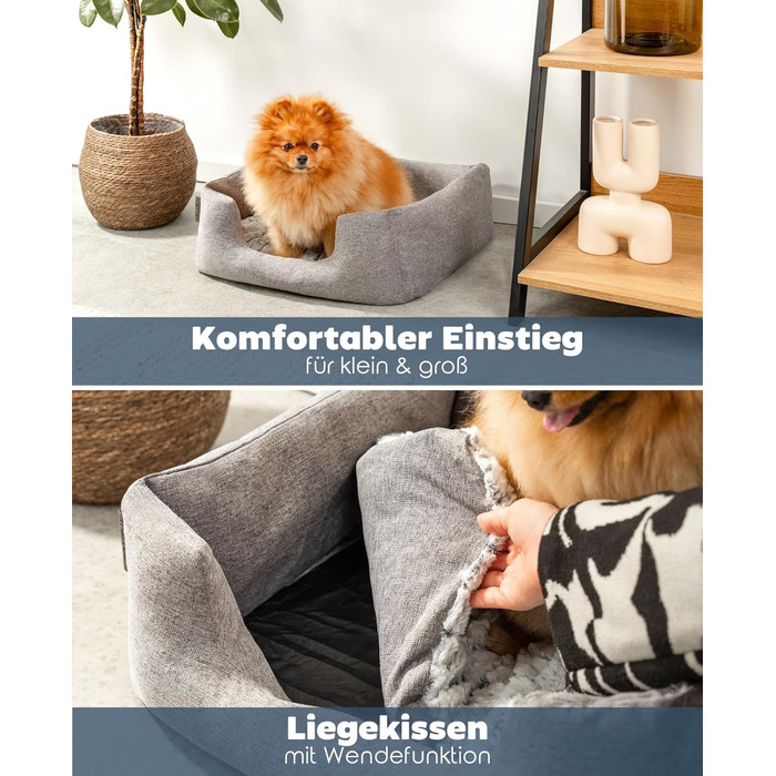 Крісло-лежанка для собак та котів Lionto з м'яким двостороннім подушкою, 60x50 см, сірого кольору