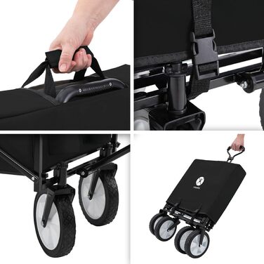 Складаний візок Miweba MB-35 | Вантажопідйомність 120 кг - для дітей, саду, пляжу | Чорний/Темно-сірий