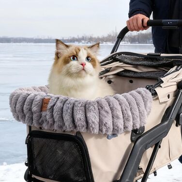М'яка килимок для візка для дитини та домашніх тварин, теплий плюшевий, з магнітною застібкою, сірий
