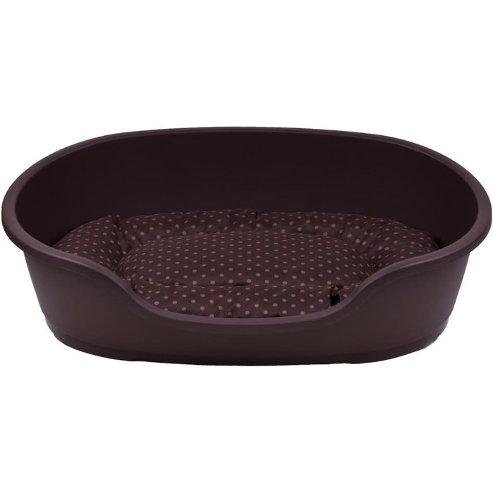 Корзина для собак Adena, 58 x 38 см, коричнева + подушка з прикрасою у вигляді крапок, коричнева, 58 x 38 x 20 см