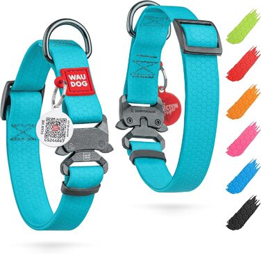 Водонепроникний нашийник для собак WAUDOG: великі, середні та малі породи, регульований, металевий замок, 31-49 см, ширина 25 мм, світловідбиваючий