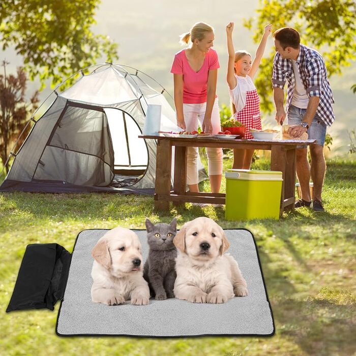 Водонепроникний килимок для собак та котів 100x70 см (Чорний) - м'який, зносостійкий, для подорожей