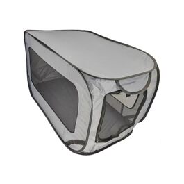 Транспортна переноска для собак та котів, 94x53x53 см, сіра, складана, дихаюча, міцна