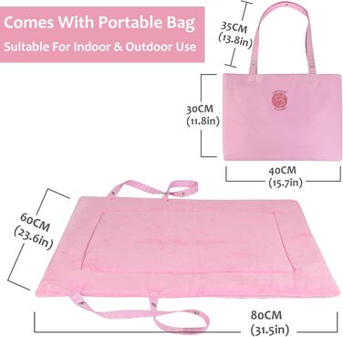 Водонепроникний килимок для котів та собак Kritter Planet, 80 x 60 см, рожевий. Складаний, миючий, для подорожей та кемпінгу. З ручками.