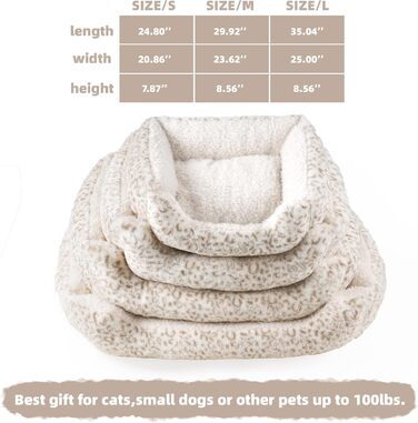 М'яке ліжко для собак Roypet з антиковзким покриттям, для цуценят, собак та котів, прямокутне, з матрацом, колір кремовий, розмір L