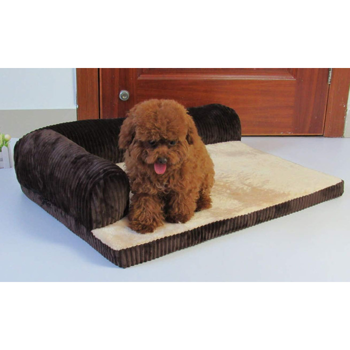 Крісло-ліжко для собак великих та середніх порід GUOCU, 4-х частинний комплект, знімний, миючий, розмір XL (110x95x20 см), колір коричневий