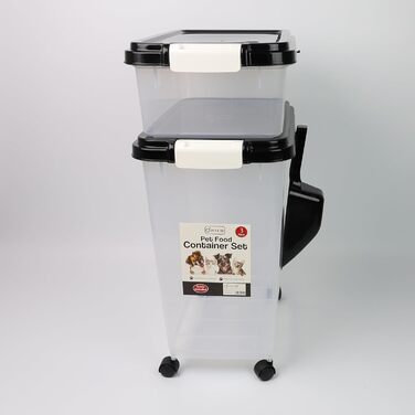 DIVCHI Контейнер для зберігання корму для тварин 3 шт. з мірною ложкою, для собак, котів, чорний