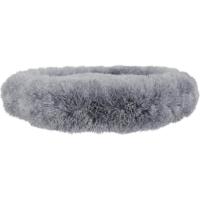 Ляжка для собак Benno® Balu, 70x70x16 см, сіра, кругла, з плюшем, з полипропиленовою начинкою, миється, з неслизьким дном, з іграшкою-кісткою