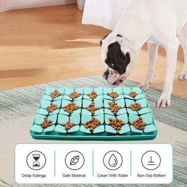 Килимок для котів та собак, силіконовий лежак-миска для повільного годування, зелений