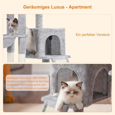 Котячий будиночок Heybly з котячою щіткою, котячий будиночок для домашніх котів з м'якою оксамитовою стійкою, котячий кігтеточки з кошиком, дряпалкою та кігтеточкою, HCT005SG (світло-сірий)