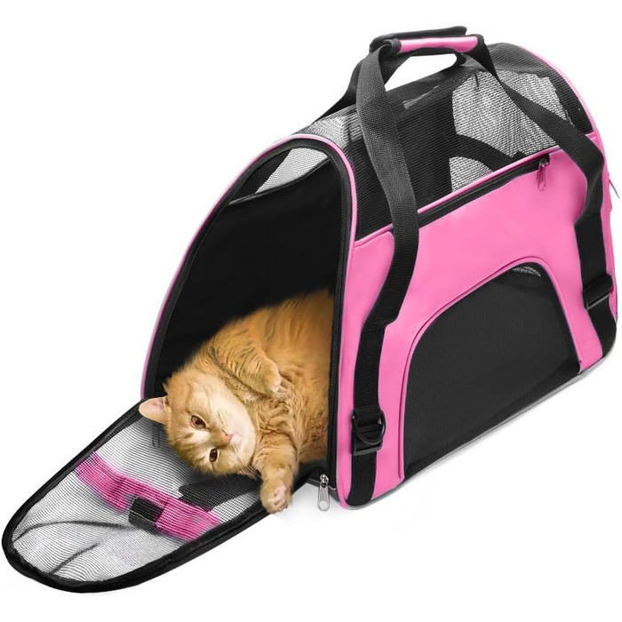 Сумка-переноска для тварин з м'якими боковинами, рожева (M)