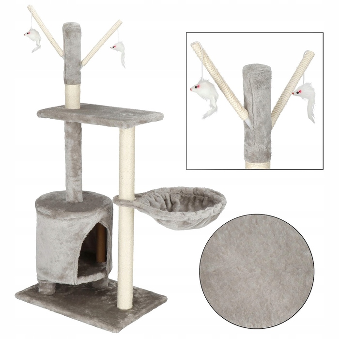 Високий ігровий комплекс для котів Springos 101: дряпачка, лежанка та стовпчик (160 см)