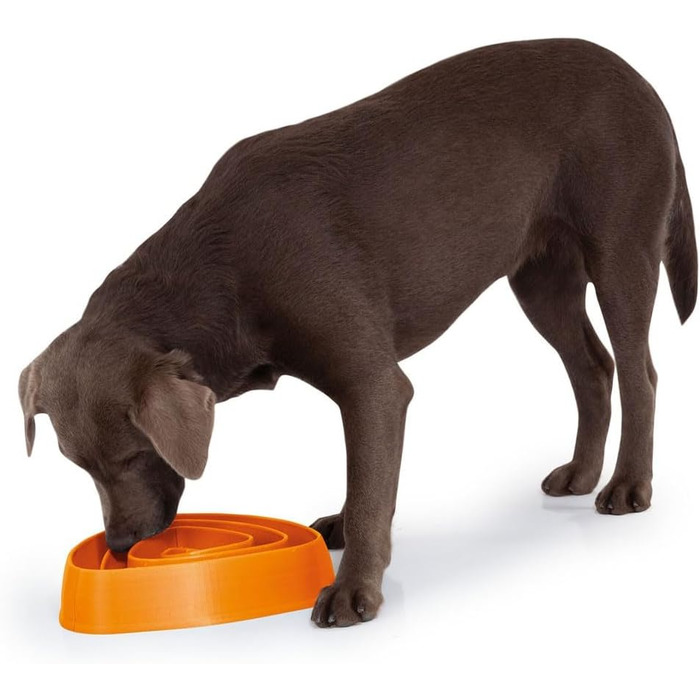 Миска для собак Slow Feeder, Anti-Schling, 700 мл, оранжева - для собак середніх та великих порід