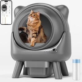 Автоматичний лоток для котів Cura X1: самоочищення, 80+8л, сенсори, контроль через додаток, для кількох котів