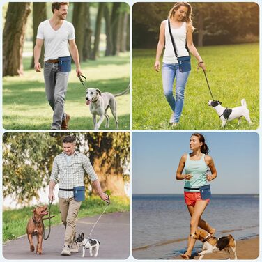 Футляр для ласощів для собак з магнітною застібкою, сумка для тренування собак з знімною внутрішньою кишенею, багатофункціональна сумка для ласощів для собак зі спонсором для фекалій, сірий (блакитний)