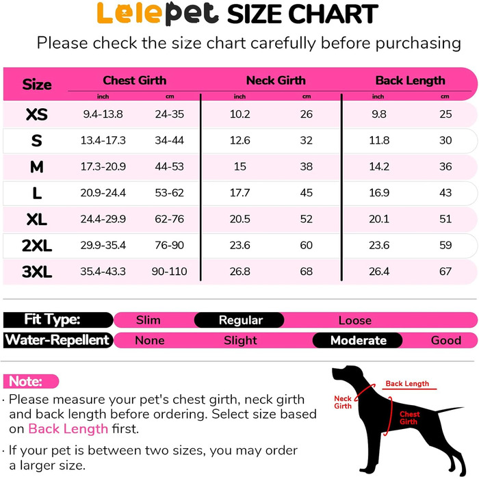 Водонепроникна куртка для собак Lelepet, тепла зимова куртка для маленьких собак, двостороння вітрозахисна куртка з застібкою-липучкою, рожева, розмір S