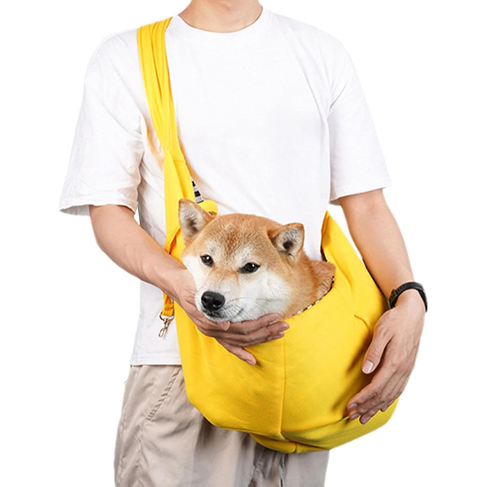 Трагеція для собак маленьких порід | Руки вільні, безпечна переноска для собак, регульована переноска для маленьких тварин, переноска для подорожей та прогулянок на відкритому повітрі (Жовта)