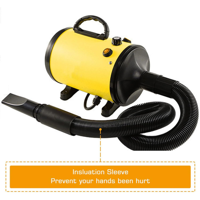 Професійний фен для собак 2800W, тихий, з 4 насадками та шлангом, для грумінгу