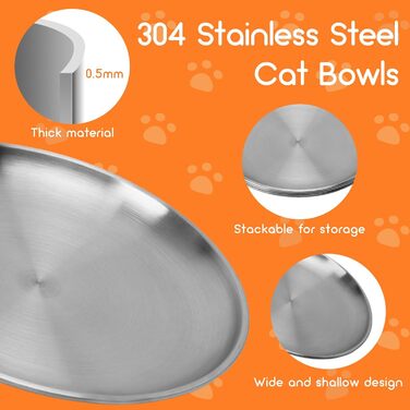 Набори мисок для котів та дрібних тварин Elisabe Katzennapfe (6 шт.) з нержавіючої сталі, 17 см, антиковзний, проти втоми вусів