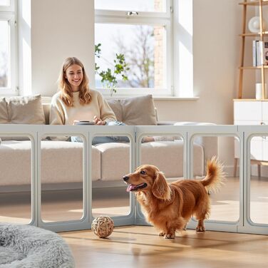 Клітка-вигул для цуценят Gardner Pet Acryl, 60 см, 8 панелей. Підходить для цуценят, кроликів, котів, свиней. Зручна, прозора, з присосками. Білий колір