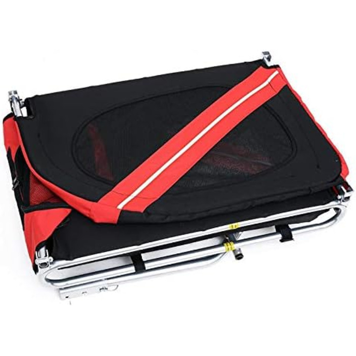 Фahrрадна причіп для собак, складний, причіп для собак з оксфордської тканини з відбивачами, причіп для домашніх тварин, візок для домашніх тварин, max. 40 кг (Червоний / Чорний)