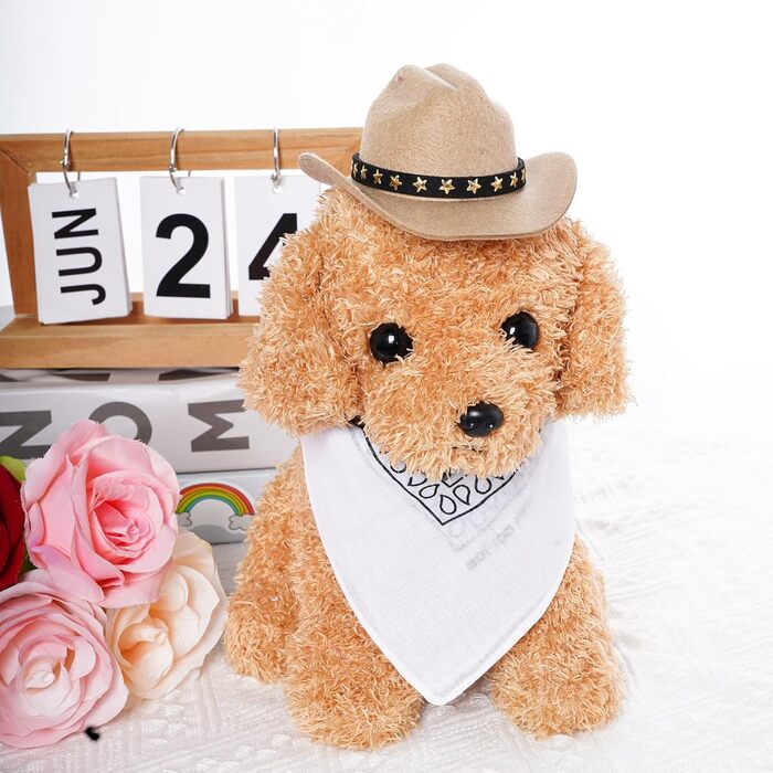 Костюм ковбоя для домашніх тварин Choyaxo: комплект з капелюхом та банданою (Small, Khaki)