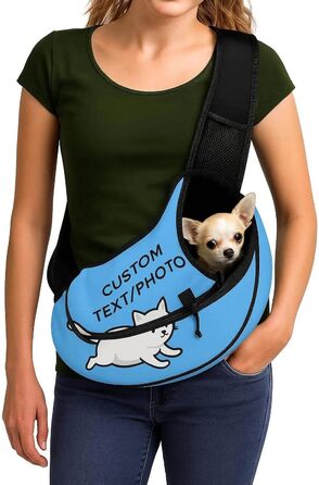 Персоналізована сумка-переноска для собак, з фото/текстом, для маленьких собак, Crossbody, для прогулянок та велосипеда