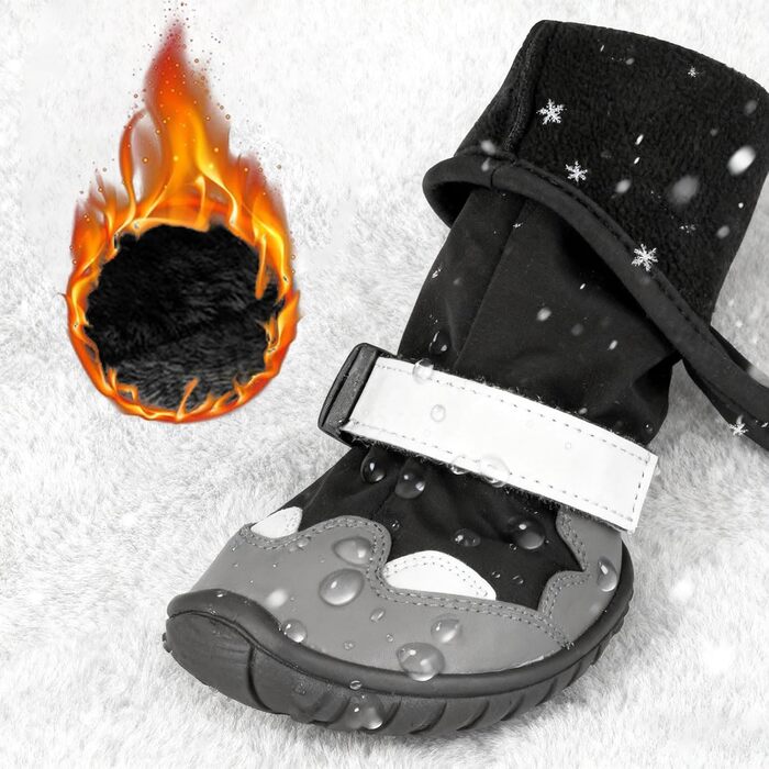 Чоботи для собак з підтримуючою конструкцією, водонепроникні чоботи-регулятори для цуценят, зимові чоботи-снігоступи, антибагряний костюм з чоботами, регульовані підтяжки (XS)