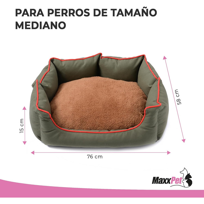 Лежак для собак MaxxPet, м'який, зелений, 76x58x15 см, для великих, середніх і малих порід, праний, ліжко-корзина для домашніх тварин